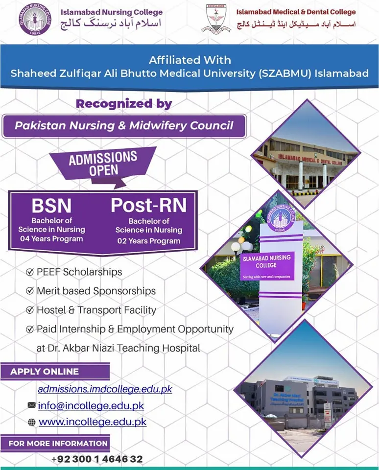 islamabad nursing College Admission Ad