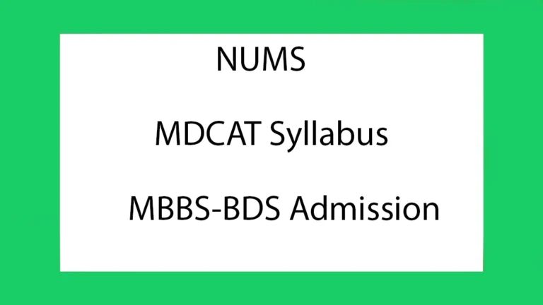 NUMS MDCAT Syllabus 2024-2025