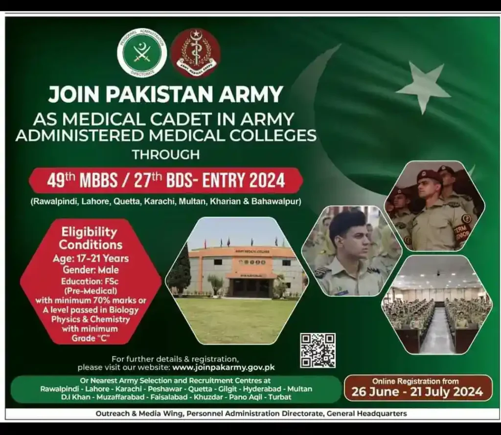 Join Pak Army as Medical Cadet